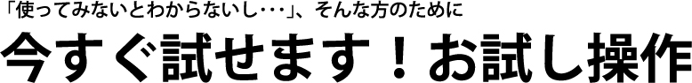 今すぐ試せる　お試し操作